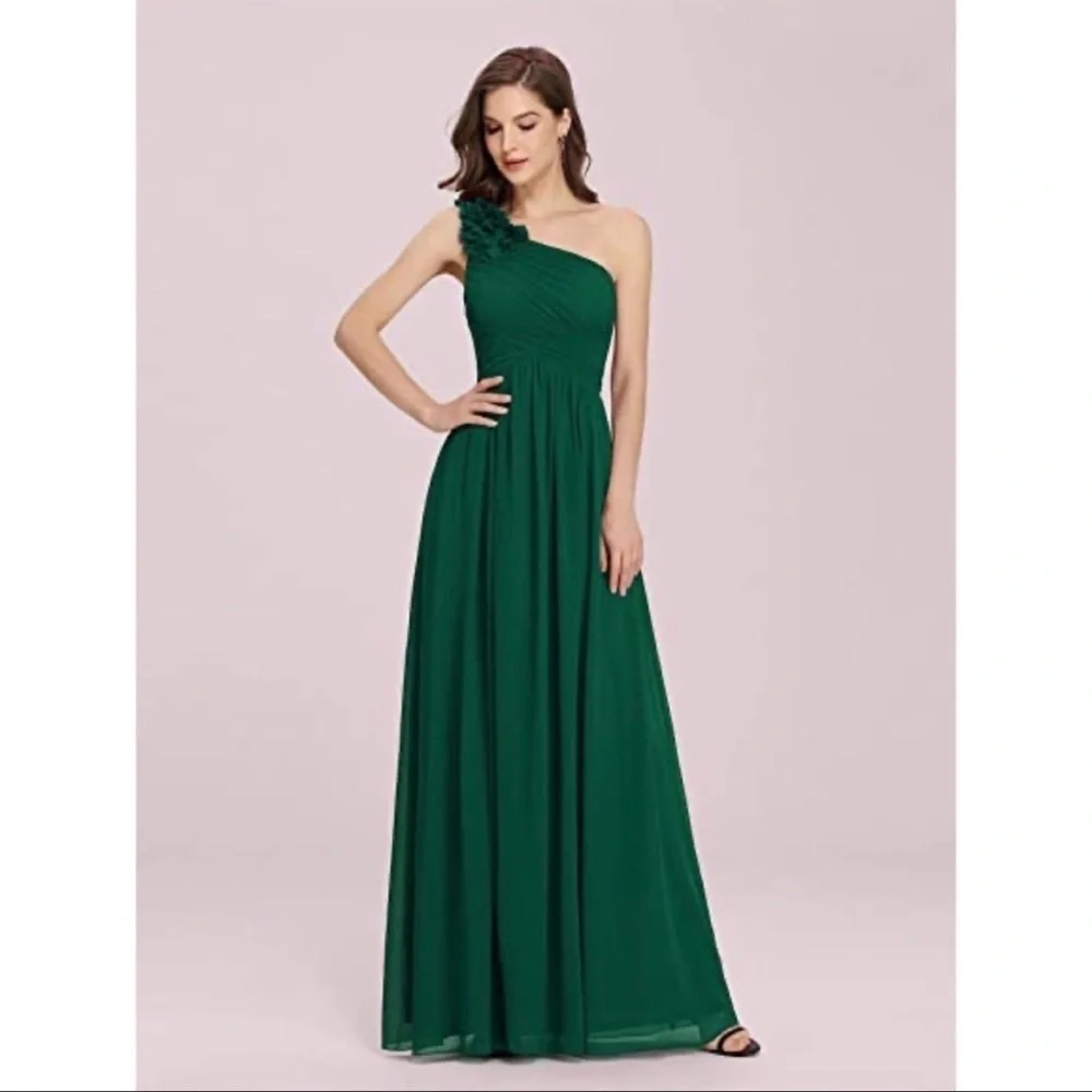 open lace back dress Stylish V Neck High Low Chiffon Evening Party Dress main image 1